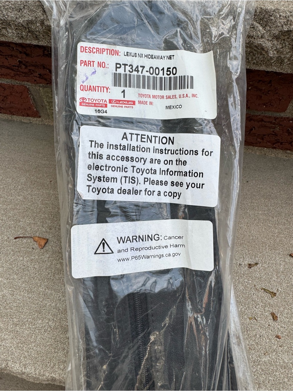Toyota Lexus NX Hideaway Net - Black